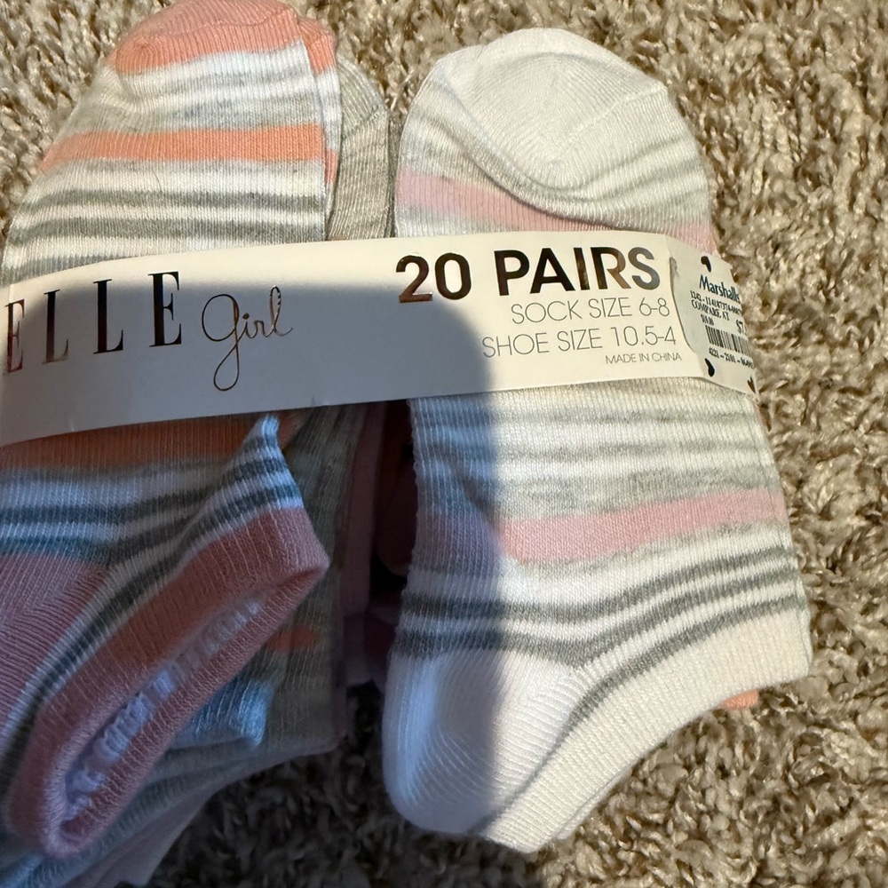 NWT Pastel Striped Ankle Socks - Pink, Gray, White